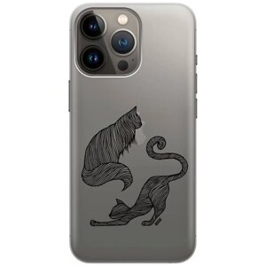 Силиконовый чехол на Apple iPhone 14 Pro / Эпл Айфон 14 Про с рисунком "Lazy Cats"