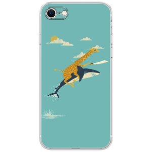 Силиконовый чехол на Apple iPhone SE 2020 / Айфон SE 2020 "Жираф на акуле"