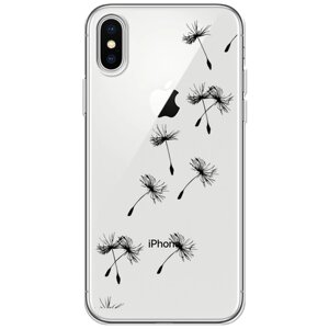 Силиконовый чехол на Apple iPhone XS Max / Айфон XS Max Летящие одуванчики, прозрачный