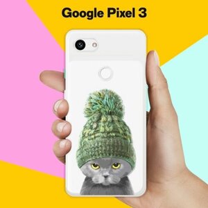 Силиконовый чехол на Google Pixel 3 Серый кот / для Гугл Пиксель 3