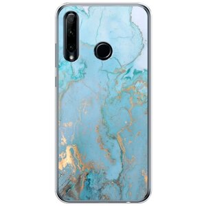 Силиконовый чехол на Honor 10i / Хонор 10i Голубой мрамор рисунок