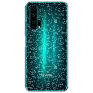 Силиконовый чехол на Honor 20 Pro / Хонор 20 Про "Шкодливые котики", прозрачный