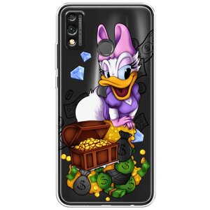 Силиконовый чехол на Honor 9X Lite / Хонор 9X Лайт "Rich Daisy Duck", прозрачный