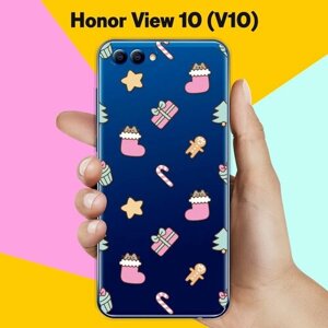Силиконовый чехол на Honor View 10 (V10) Узор новогодний / для Хонор Вьюв 10 В10