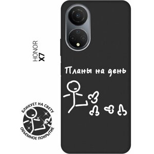 Силиконовый чехол на Honor X7 / Хонор Х7 с рисунком "Планы на день" Soft Touch черный