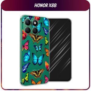 Силиконовый чехол на Honor X8B / Хонор X8B "Разные бабочки", прозрачный