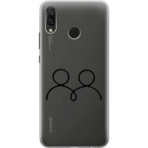 Силиконовый чехол на Huawei Nova 3, Хуавей Нова 3 с 3D принтом "Couple Lines" прозрачный