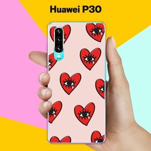 Силиконовый чехол на Huawei P30 Сердца / для Хуавей П30