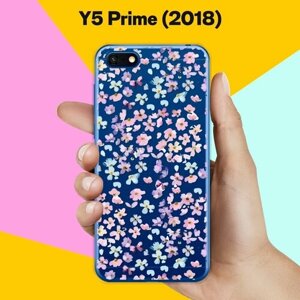 Силиконовый чехол на Huawei Y5 Prime 2018 Розовые цветы / для Хуавей У5 Прайм 2018