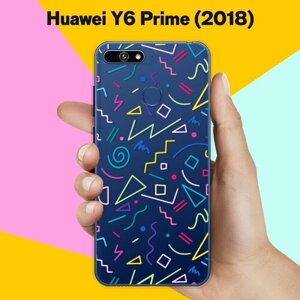 Силиконовый чехол на Huawei Y6 Prime 2018 Узоры из палочек / для Хуавей У6 Прайм 2018
