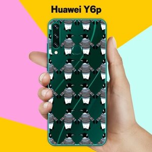 Силиконовый чехол на Huawei Y6p Узор из пингвинов / для Хуавей У6п