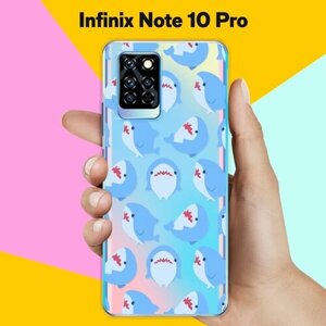 Силиконовый чехол на Infinix Note 10 Pro Акулы / для Инфиникс Ноут 10 Про