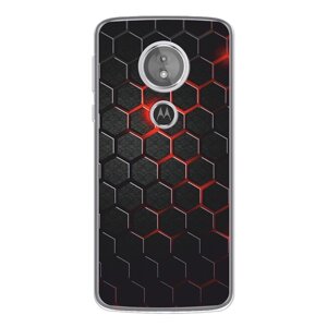 Силиконовый чехол на Motorola Moto E5 / Моторола Мото Е5 Фон соты красные