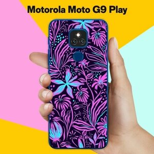 Силиконовый чехол на Motorola Moto G9 Play Фиолетовые цветы / для Моторола Мото Джи9 Плэй