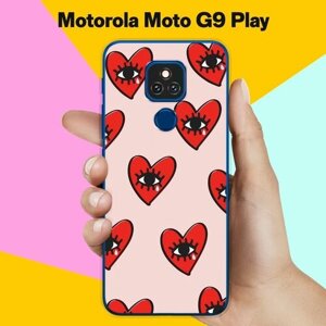 Силиконовый чехол на Motorola Moto G9 Play Сердца / для Моторола Мото Джи9 Плэй