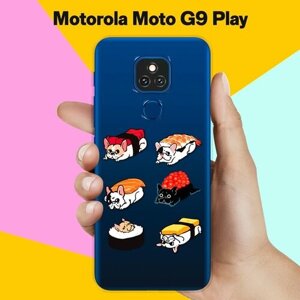 Силиконовый чехол на Motorola Moto G9 Play Суши из мопсов / для Моторола Мото Джи9 Плэй