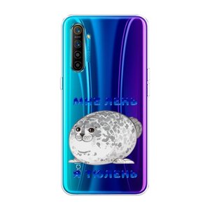 Силиконовый чехол на Realme XT / Реалми XT "Лень-тюлень", прозрачный