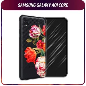 Силиконовый чехол на Samsung Galaxy A01 Core / Самсунг Галакси A01 Core "Весенний букет", прозрачный