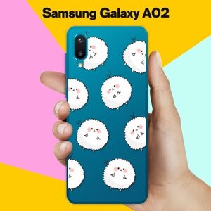 Силиконовый чехол на Samsung Galaxy A02 Белые ежики / для Самсунг Галакси А02