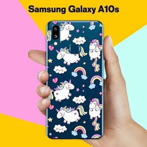 Силиконовый чехол на Samsung Galaxy A10s Узор из единорогов / для Самсунг Галакси 10с