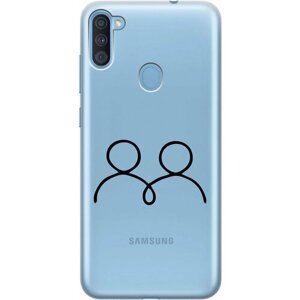 Силиконовый чехол на Samsung Galaxy A11, M11, Самсунг А11, М11 с 3D принтом "Couple Lines" прозрачный