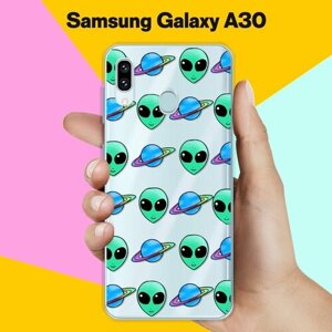 Силиконовый чехол на Samsung Galaxy A30 Узор НЛО / для Самсунг Галакси А30