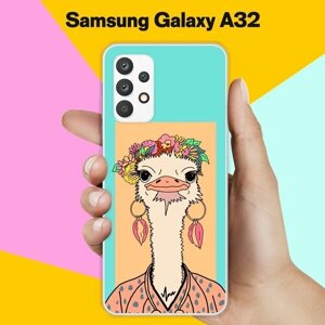 Силиконовый чехол на Samsung Galaxy A32 Страус / для Самсунг Галакси А32