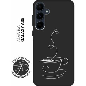 Силиконовый чехол на Samsung Galaxy A35 / Самсунг А35 с рисунком "Coffee Love W" Soft Touch черный