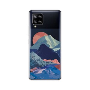 Силиконовый чехол на Samsung Galaxy A42 / Самсунг Галакси A42 "Закат в снежных горах", прозрачный