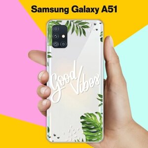 Силиконовый чехол на Samsung Galaxy A51 Надпись в пальмах / для Самсунг Галакси А51