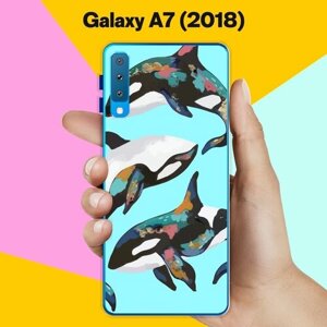 Силиконовый чехол на Samsung Galaxy A7 (2018) Косатки / для Самсунг Галакси А7 2018