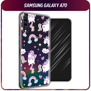 Силиконовый чехол на Samsung Galaxy A70 / Самсунг Галакси A70 "Sweet unicorns dreams", прозрачный