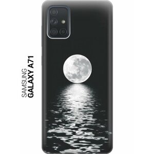 Силиконовый чехол на Samsung Galaxy A71, Самсунг А71 с принтом "Луна над морем"