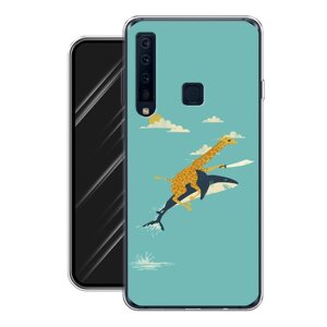 Силиконовый чехол на Samsung Galaxy A9 2018 / Самсунг Галакси A9 "Жираф на акуле"