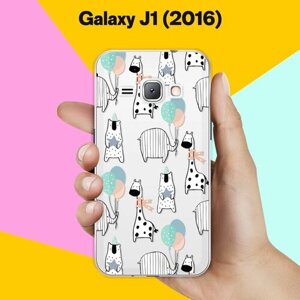 Силиконовый чехол на Samsung Galaxy J1 (2016) Слон и жираф / для Самсунг Галакси Джей 1 (2016)