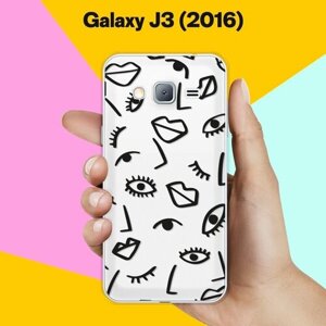 Силиконовый чехол на Samsung Galaxy J3 (2016) Черты лица / для Самсунг Галакси Джи 3 2016