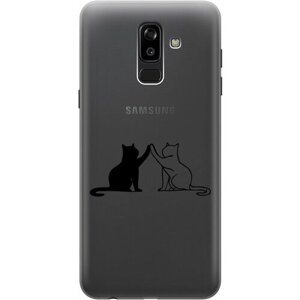 Силиконовый чехол на Samsung Galaxy J8, Самсунг Джей 8 с 3D принтом "Cats" прозрачный