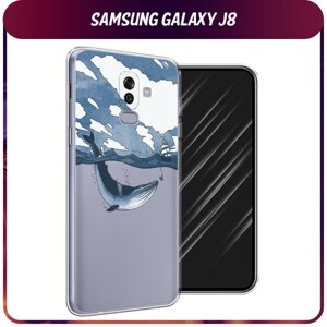 Силиконовый чехол на Samsung Galaxy J8 / Самсунг Галакси J8 "Большой кит", прозрачный
