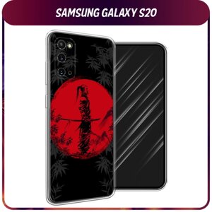 Силиконовый чехол на Samsung Galaxy S20 / Самсунг Галакси S20 "Самурай на красном фоне"
