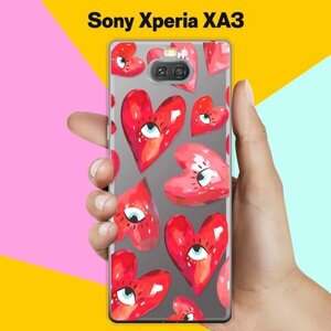 Силиконовый чехол на Sony Xperia XA3 Сердца / для Сони Иксперия Икс А 3