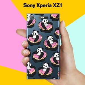 Силиконовый чехол на Sony Xperia XZ1 Панды / для Сони Иксперия ИксЗ 1