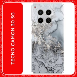 Силиконовый чехол на Tecno Camon 30 5G / Текно Камон 30 5G Морозная лавина серая