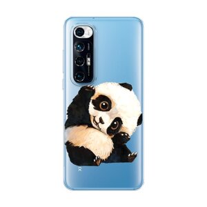 Силиконовый чехол на Xiaomi Mi 10S / Сяоми Ми 10С "Большеглазая панда", прозрачный