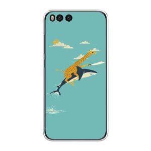 Силиконовый чехол на Xiaomi Mi 6 / Сяоми Ми 6 "Жираф на акуле"