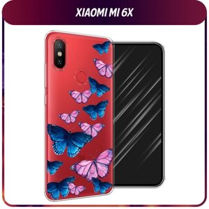 Силиконовый чехол на Xiaomi Mi 6X/A2 / Сяоми Mi 6X/A2 "Полет бабочек", прозрачный