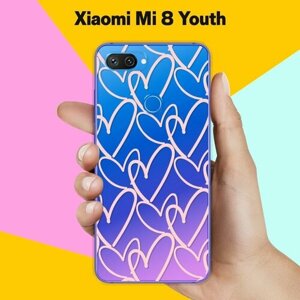 Силиконовый чехол на Xiaomi Mi 8 Youth Розовые сердца / для Сяоми Ми 8 Юф
