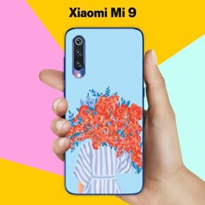 Силиконовый чехол на Xiaomi Mi 9 Красные цветы / для Сяоми Ми 9