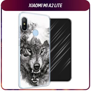 Силиконовый чехол на Xiaomi Redmi 6 Pro/6 Plus/Mi A2 Lite / Сяоми Редми 6 Про/6 Плюс/Ми A2 Лайт "Волк в горах"