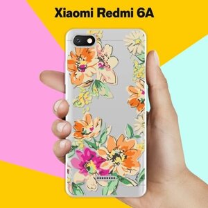 Силиконовый чехол на Xiaomi Redmi 6A Оранжевые цветы / для Сяоми Редми 6А