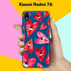 Силиконовый чехол на Xiaomi Redmi 7A Сердца / для Сяоми Редми 7А